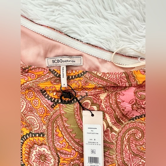 BCBGeneration NWT Pink Paisley One-shoulder Midi Dress - Picture 4 of 13